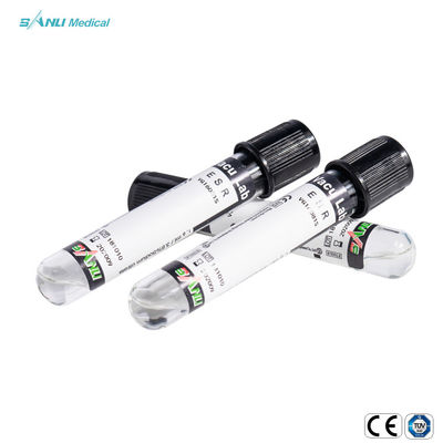 Black Top PE PS 3.8٪ Sodium Citrate Blood Collection ESR Tube المتاح