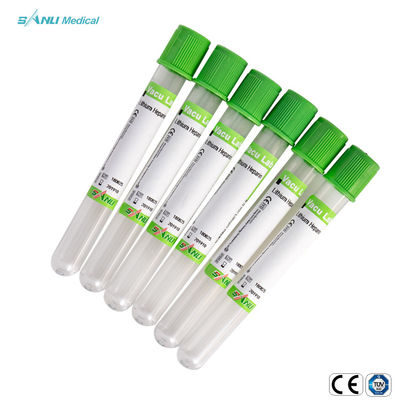 جمع الدم Green Top Heparin Tube المطلي بخاخ الليثيوم الهيبارين المجفف