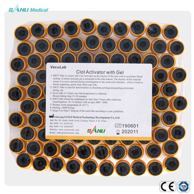 جمع الدم المتاح PET Clot Activator مع جل 13x100mm