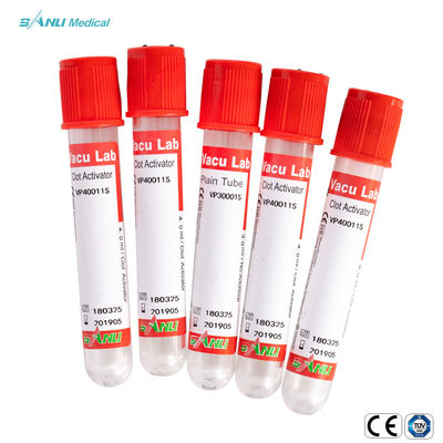 الاختبارات المصلية أنابيب جمع الدم الزجاجي 13x75mm أنبوب الدم الأحمر العادي