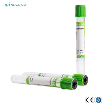 Green Top ISO Sodium Heparin Plasma Plasma Collection Tubes 4ml Medical القابل للتصرف PET