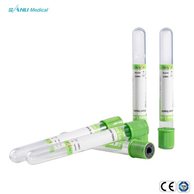 Green Top ISO Sodium Heparin Plasma Plasma Collection Tubes 4ml Medical القابل للتصرف PET