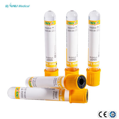 هلام الجلطة المضافة SSGT الزجاج فراغ جمع الدم أنبوب 5-9ml IVD 16x100mm