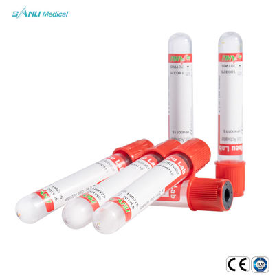 13x100mm IVD المعقم الأحمر فراغ الدم اختبار أنبوب CE وافق مع الجلطة المنشط