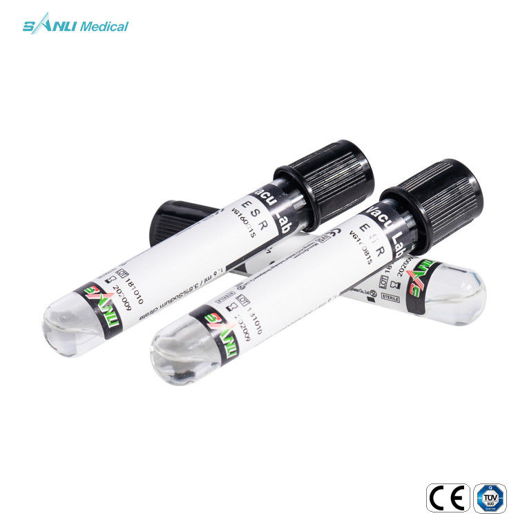 أنابيب جمع الدم ذات اللون الأسود ذات اللون الأسود 3.8٪ مضافة سيترات الصوديوم 13x100mm